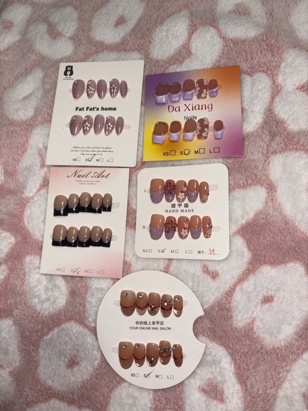Assorted Press-On Nail Sets in Mauve, Nude & Pink Accents